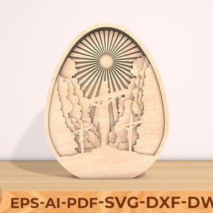 Ostereier svg Laserschnitt, Easter Story Stand Laser Cut-Datei, Multilayer-Schnittdatei Holzdesign