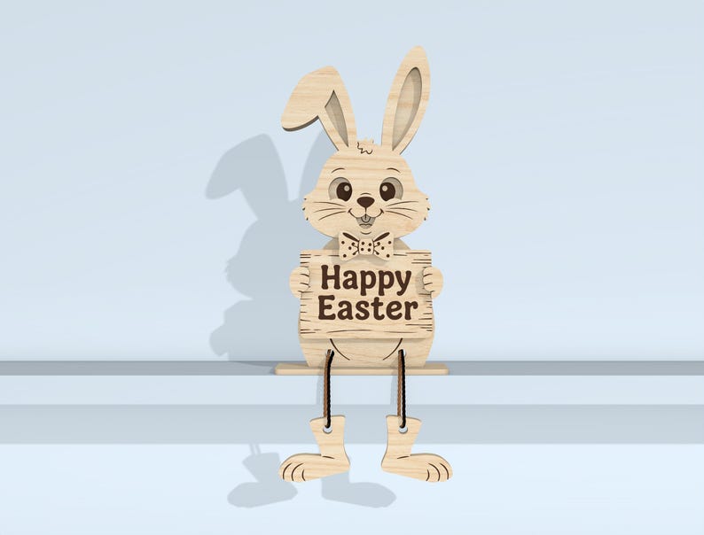 Easter Bunny Shelf Sitters SVG Laser Cut File, Wooden Dangling Leg ...