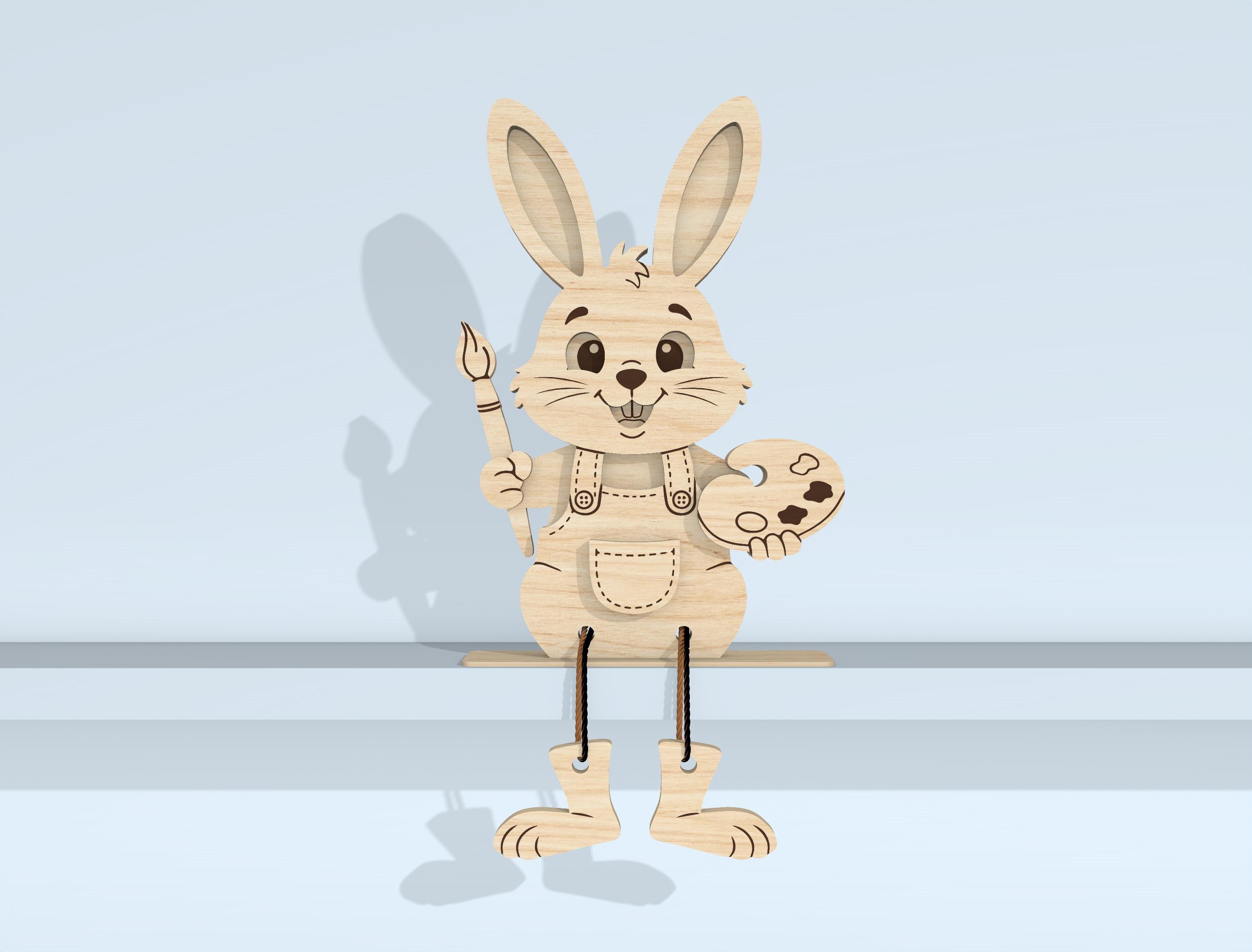 Easter Bunny Shelf Sitters SVG Laser Cut File, Wooden Dangling Leg ...