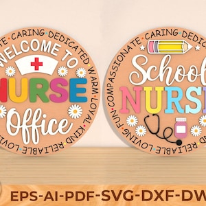 Türschild für Krankenschwester, Schul Krankenschwester einzigartiges Geschenk, Schul Krankenschwester Türschild, individuelles Türschild aus Holz, Lasercut Dateien, Glowforge Dateien