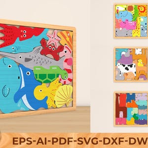 Kinder Tier Puzzle Bundle svg, Puzzle für Kinder, Kinder Laser svg, DIY Bastelkits, Laser Cut Glowforge, digitaler Download