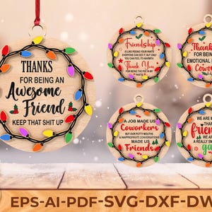 Lustige Weihnachtsverzierung SVG-Bundle: Laser Cut Dateien (Digitaler Download)