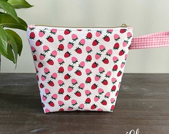 Sock Project Bag, Small Knitting Project Bag Strawberry Tote, Crochet Sewing Pouch, Gifts for Knitters Crocheters Gifts under 30