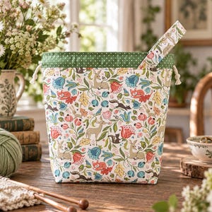Forest Friends Knitting Crochet Project Bag, Yarn Organizer Pockets