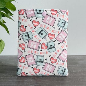 Padded Book Sleeve Kindle Sleeve Cover, Bookworm Theme, Gifts for Readers Her Book Lovers Booktok Bookish Merch