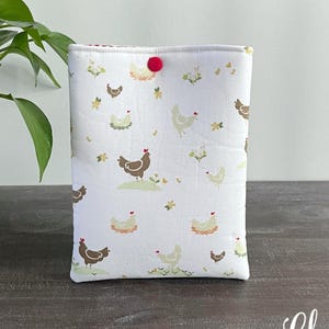 Padded Book Sleeve Kindle Sleeve Cover, Chicken Theme, Gifts for Book Lovers Booktok Bookish Merc