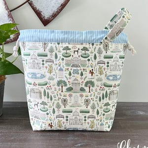 Bridgerton Inspired Knitting or Crochet Project Bag, Regency Promenade Ivory, Small or Large Size Yarn Organizer