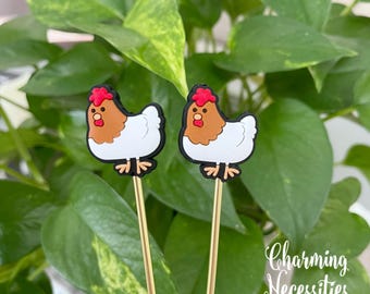 Chicken Stitch Stoppers, Farm Theme Knitting Accessories, Stitch Holders Needle Protectors, Gifts for Knitters