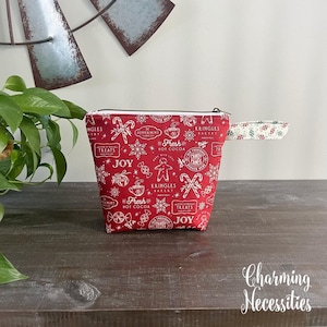 Small Zipper Knitting Bag, Sock Project Bag Holiday Christmas Bakery Gingerbread Tote, Crochet Sewing Pouch, Gifts for Knitters Crocheters