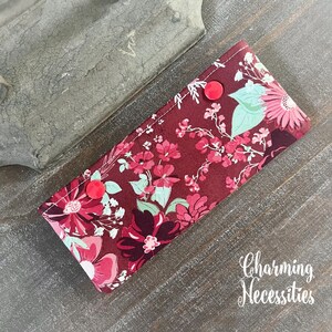 DPN case, double pointed needle holder keeper cozy pouch, Ruby Blossoms Floral
