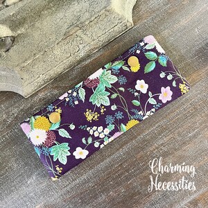 Double Pointed Needle Case, Rifle Paper Co Dahlia Aubergine, Cotton Needle Holder Pouch