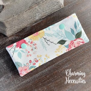 DPN case, double pointed needle holder keeper cozy pouch, Pastel Floral on Ivory