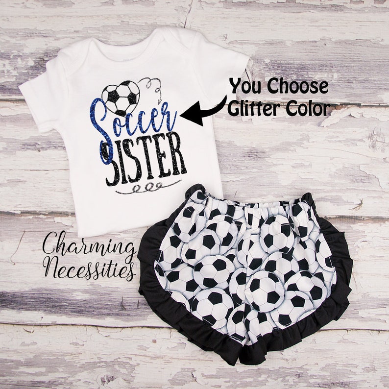Soccer Sister Outfit Girls Soccer Outfit Soccer Shirt Soccer Fan Outfit Soccer Shorts Toddler Girl Soccer Outfit