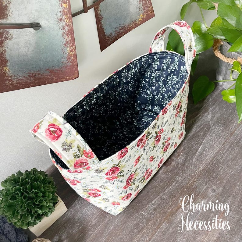 Yarn Storage Basket, Vintage Floral Fall Autumn, Gifts for Knitters