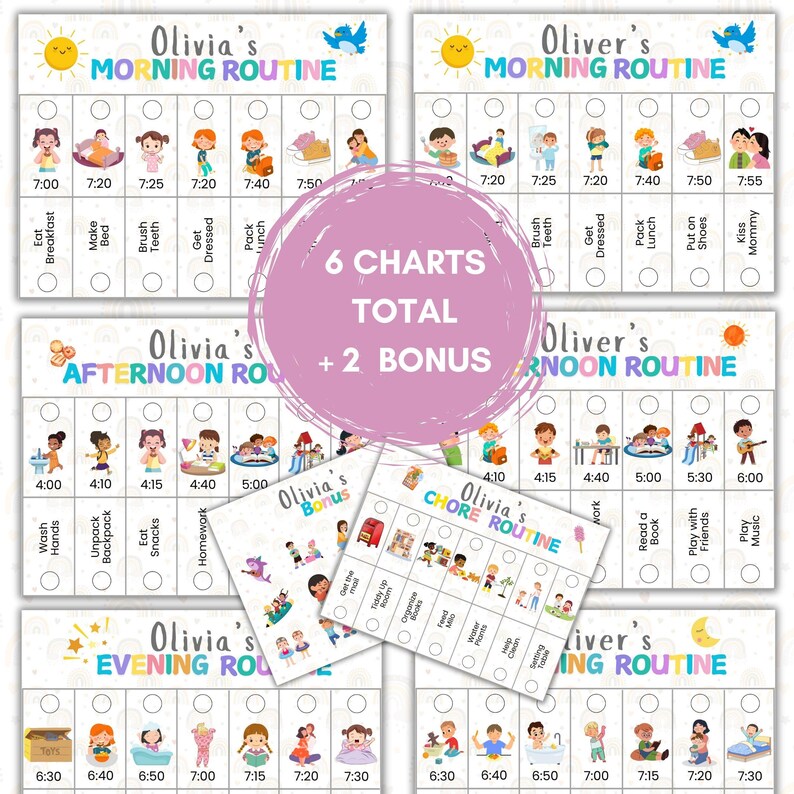 Morning & Evening Routine Flip Chart - Kids Editable Printable Routine ...