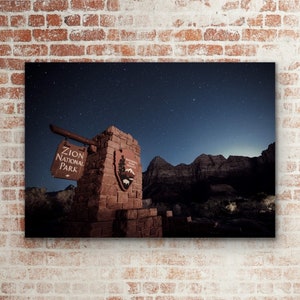 Zion National Park Entrance at Night – Photography Print