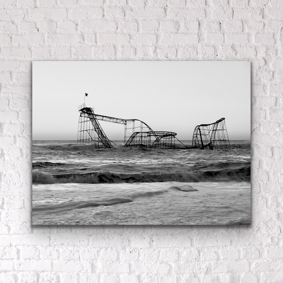 Jet Star Rollercoaster Print: Hurricane Sandy Aftermath, Seaside