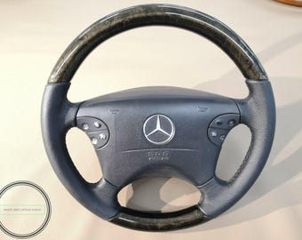 Mercedes w210 w208 wood steering wheel black birdeyes mapple