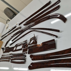 Juego de molduras de madera para tablero de Mercedes W108 y W109: nogal veteado, 24 piezas