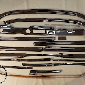Juego de molduras de madera para tablero Mercedes W108 y W109 - Chapa de ébano Makkasar (24 piezas)