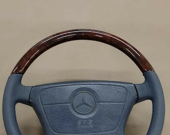 Mercedes benz wood steering wheel r129 blue leather