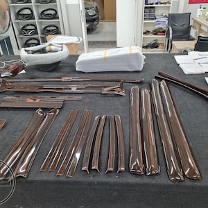 Juego de molduras interiores de madera de ébano para Mercedes W108: 24 piezas de chapa de madera auténtica
