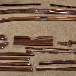 Juego de molduras de madera de zebrano para Mercedes W108: Interior completo, 24 piezas