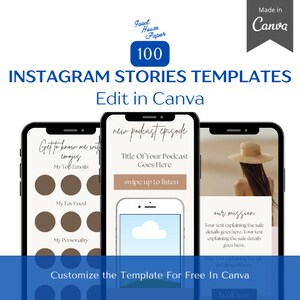 100 Pack Instagram Story Templates, Canva Editable Stories, Social Media Templates, Instagram Stories for Canva, Customizable Story Designs
