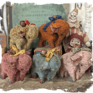 ALLEEN PATROON - 3,5" Vintage Style Mohair Elephant Pull Toy pop - PDF digitaal naaien door Whendi's Bears