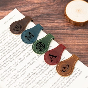 Marcapáginas magnético de cuero personalizado, marcapáginas magnético con iniciales o nombre, regalos para lectores, regalos de cumpleaños para él o ella, regalos de Navidad.