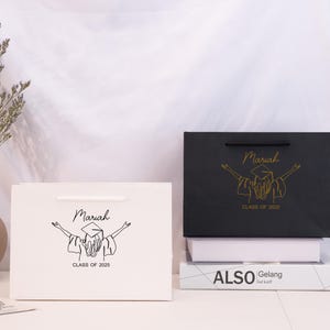 Borse regalo di laurea personalizzate, borse regalo personalizzate per la classe del 2025, borse regalo di carta orizzontali, borse regalo per diplomati, borse regalo universitarie per lui