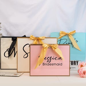 Bolsas de regalo personalizadas para damas de honor, bolsas de regalo de boda personalizadas, bolsas de despedida de soltera, bolsas de regalo de bienvenida, bolsas de regalo con lazo de cinta, bolsas de regalo para fiesta de cumpleaños