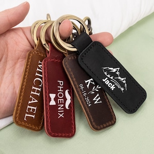 Llavero de coche con letra personalizada, llavero de cuero con nombre personalizado, regalo para padrinos de boda, regalo de aniversario para él, regalo de cumpleaños para papá, regalo del Día del Padre