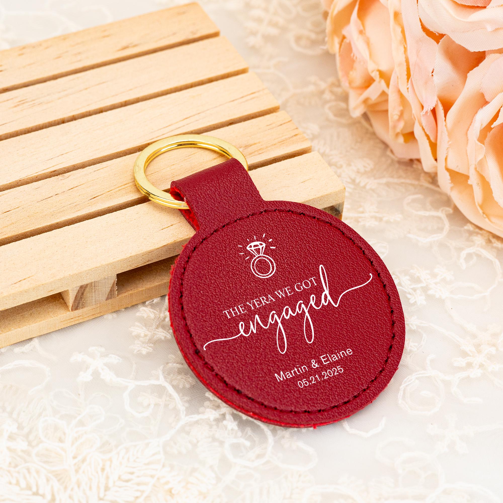Personalized Leather Round Keyring, Couples Gift Pair of Keyrings ...