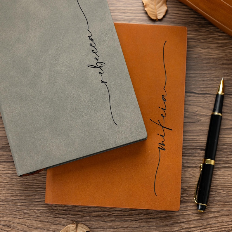Personalized Name Notebook, Laser Engraved Leather Notebook, Vegan ...