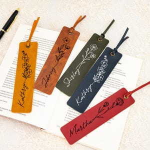 Custom Leather Bookmarks, Flower Leather Bookmark for Women, Gift for Reader, Gift for Book Lover, Bridesmaid Gift, Wedding Gift, Xmas Gifts