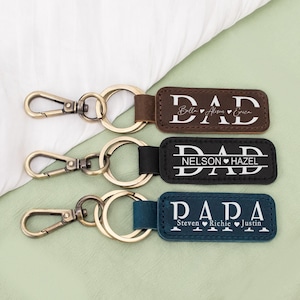 Llavero personalizado para papá, llavero de coche con letra personalizada, regalo para papá primerizo, llavero de cuero con monograma, regalo de cumpleaños para hombre y mujer, Día del Padre