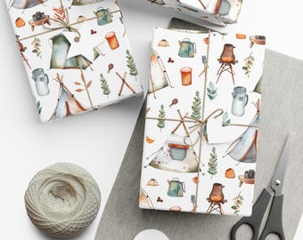 Camping Wrapping Paper, Birthday Camping Gift Wrap, Camp Wrapping Paper, Fathers Day Manly Gift Wrap, Boy Wrapping Paper, Dad Wrapping Paper