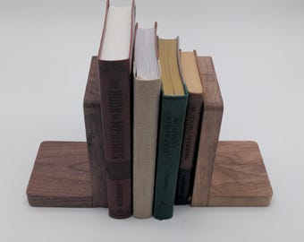 Vintage Bookends Wooden Unique Dark Walnut Decorative Holder