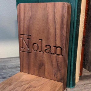 Bookends Wooden Personalized Unique Modern Dark Walnut Decorative Holder