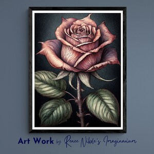 Moody Floral Digital Wall Art, Dark Red Rose Digital Art, Digital Download, Dark Mood Floral Print.