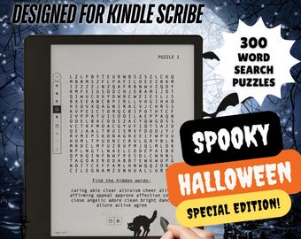 300 Kindle Scribe Word Search Puzzles - Edição especial de Halloween assustador