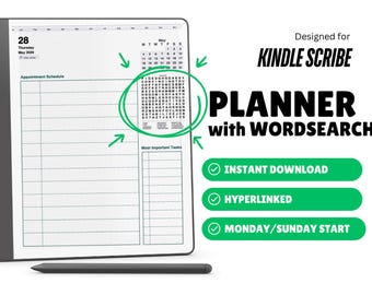 Planificador diario de sopas de letras 2026 para Kindle Scribe (descarga digital)
