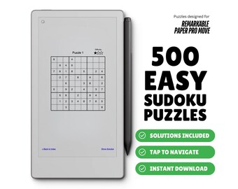 500 quebra-cabeças fáceis de Sudoku para reMarkable Paper Pro Move (download digital)