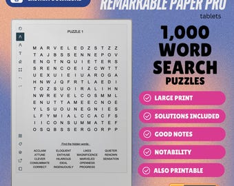 1.000 Caça-Palavras para o tablet reMarkable Paper Pro