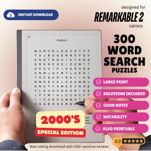 300 Word Search Puzzles for the Remarkable 2 tablet - 2000s Special Edition