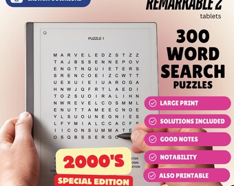 300 Caça-Palavras para o tablet Remarkable 2 - Edição Especial dos Anos 2000