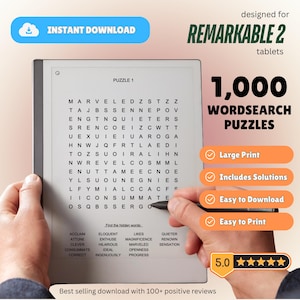1.000 puzzle di ricerca di parole per il tablet reMarkable 2