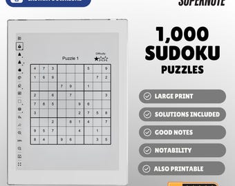 1.000 quebra-cabeças de Sudoku para os tablets de tinta eletrônica Supernote Manta e Nomad.