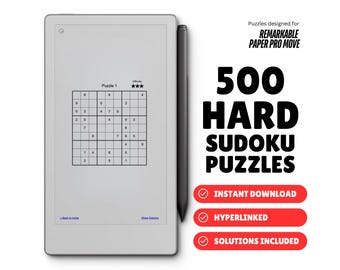 500 quebra-cabeças de Sudoku difíceis para reMarkable Paper Pro Move (download digital)